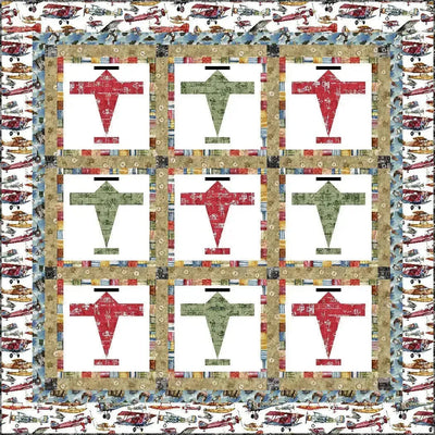 3 Wishes Fabric, Flight Gear Blue, First in Flight, Cotton Fabric