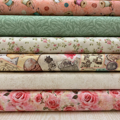 Quilting Treasures, Sew Shabby Chic, Sage Cotton Fabric Bundle