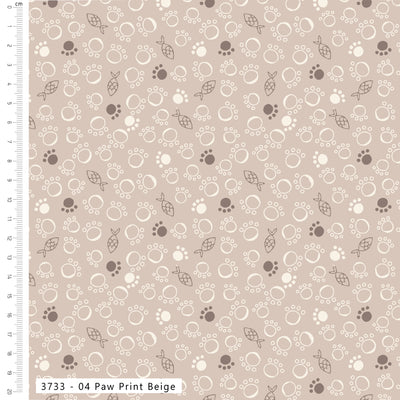 Craft Cotton Purrfect Cats Paw Prints  Cotton Fabric