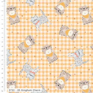 Craft Cotton Purrfect Cats on Gingham Cotton Fabric