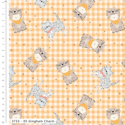 Craft Cotton Purrfect Cats on Gingham Cotton Fabric
