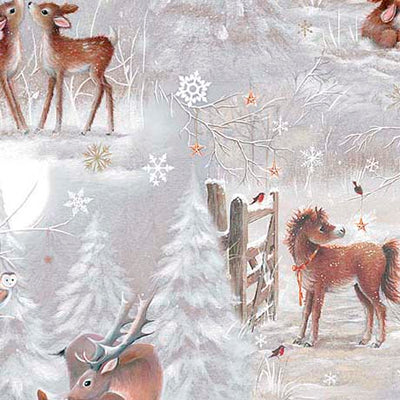 Woodland Wonder Cotton Flannel Deer Scenic Grey