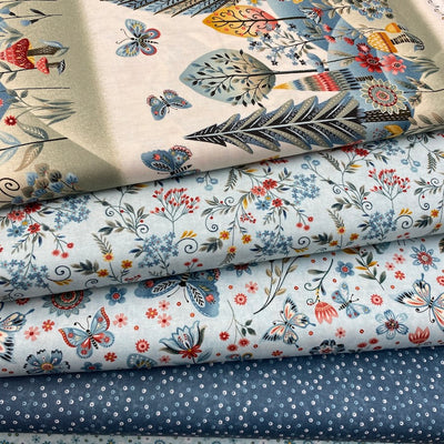 Henry Glass, Norwegian Forest Floral Stems Cotton Fabric 3549-17