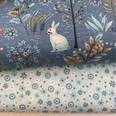 Henry Glass, Norwegian Forest White Hares Cotton Fabric 3544-77