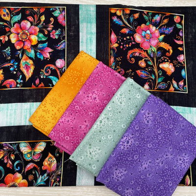 Butterflies and Floral Picture Quilting Panel