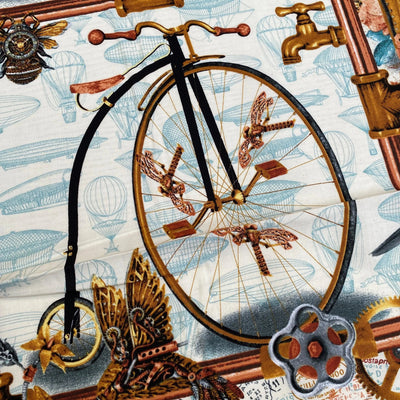 Time Travel Panel, Steampunk Cotton Fabric