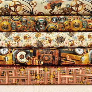 Time Travel, Steampunk Bees Cotton Fabric Bundle