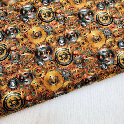 Time Travel, Gears, Steampunk Cotton Fabric