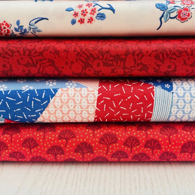 Liberty, Arthurs Garden Red Fabric Bundle, Quilting Cotton Fabric