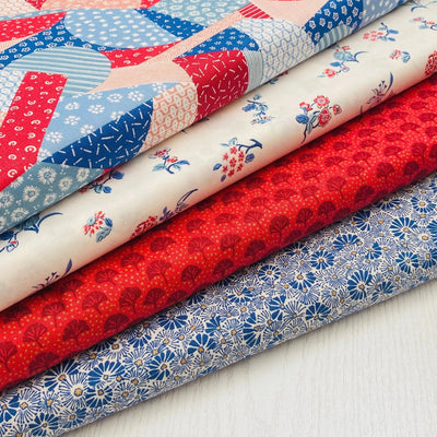 Liberty, Arthurs Garden Patchwork Red Fabric Bundle, Quilting Cotton Fabric
