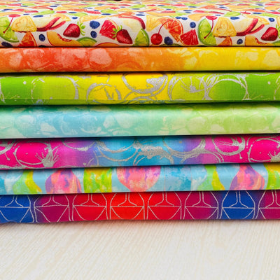 3 Wishes Fabric Sparkly Cocktail Glasses Fabric Bundle, Cotton Fabric