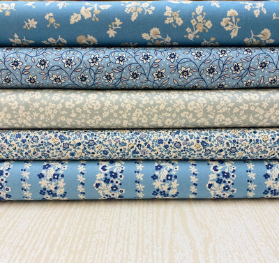 Liberty Denim Florals, Quilting Cotton Fabric, Blue Bundle