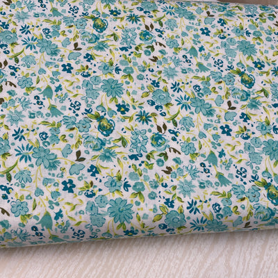 Craft Cotton Teal Mini Floral Cotton Fabric