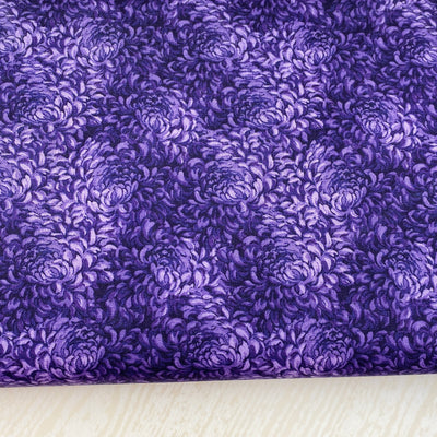 Craft Cotton Purple Chrysanthemum Floral Cotton Fabric