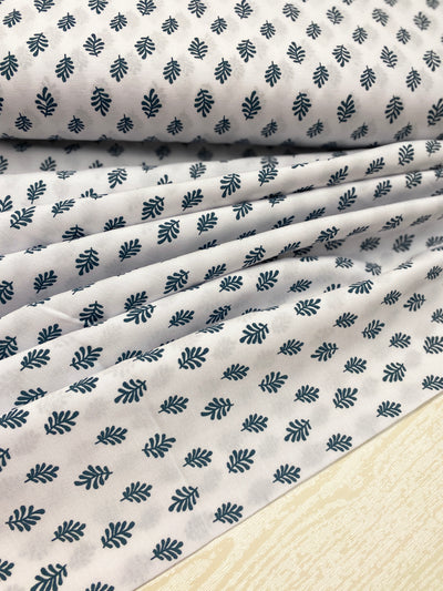 Leaf on White Polycotton