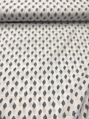 Leaf on White Polycotton