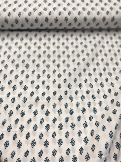 Leaf on White Polycotton