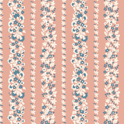 Liberty, Topiary Stripe Pink, Denim Florals, Quilting Cotton Fabric