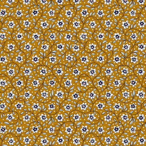 Liberty Lily Trail Ochre Denim Florals Quilting Cotton Fabric