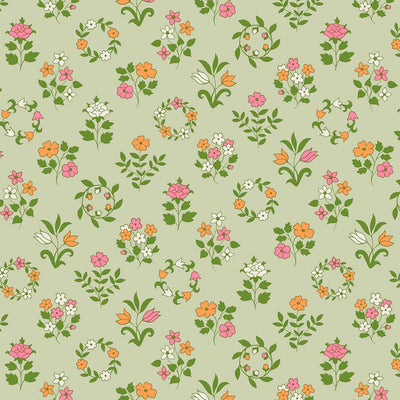 Liberty, Craft Garden, Mary's Embroidery Green, Quilting Cotton Fabric
