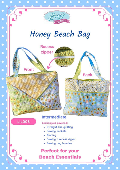 Living in Loveliness, Honey Beach Bag  Sewing Pattern