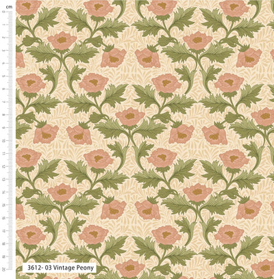 William Morris, Vintage Peony, Morris Muses, Organic Cotton Fabric