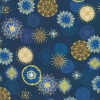 Robert Kaufman Star of Wonder Navy Large Snowflake Cotton Fabric