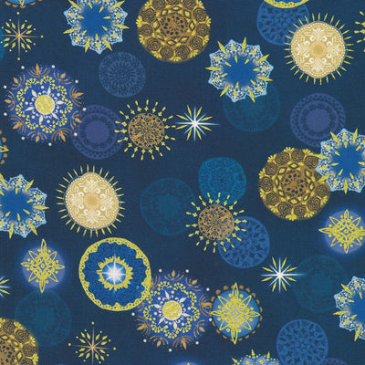 Robert Kaufman Star of Wonder Navy Large Snowflake Cotton Fabric