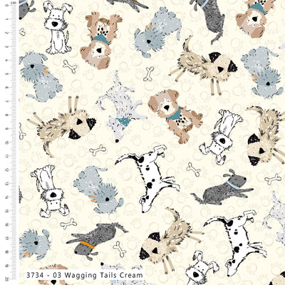 Craft Cotton Ruff and Tumble, Wagging Tails Dogs Cotton Fabric