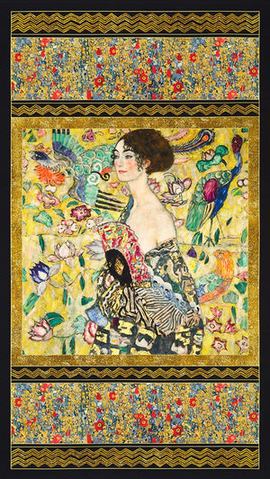 Robert Kaufman, Lady with Fan Panel Gustav Klimt, Cotton Fabric