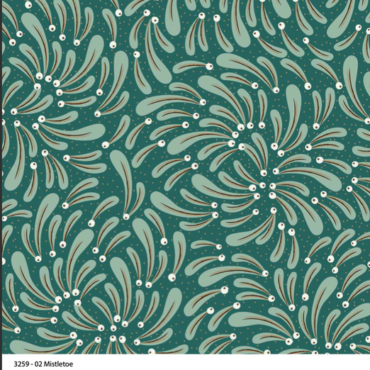 Deluxe Christmas Mistletoe, Metallic Cotton Fabric