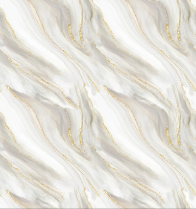 Gilded Waves White and Gold Cotton Fabric