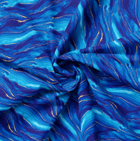 Gilded Waves Blue and Gold Cotton Fabric