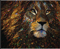 Gilded Majestic Lion Cotton Fabric Panel