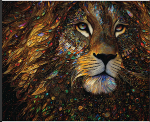 Gilded Majestic Lion Cotton Fabric Panel