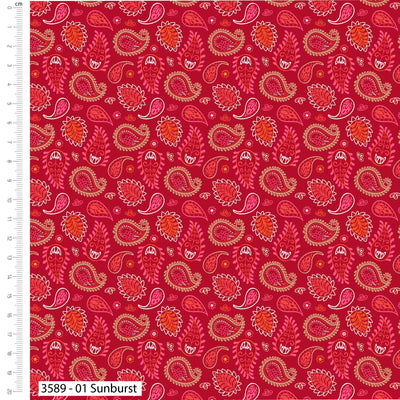 Craft Cotton Company, Sunburst, Sunset Paisley Cotton Fabric