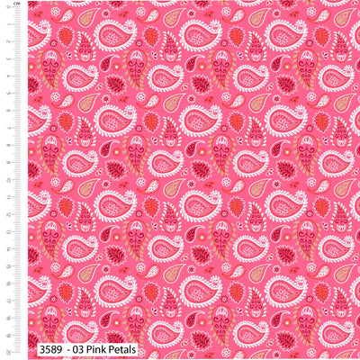 Craft Cotton Company, Pink Petals, Sunset Paisley Cotton Fabric