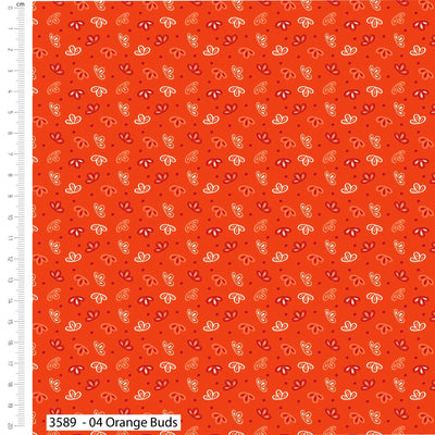 Craft Cotton Company, Orange Buds, Sunset Paisley Cotton Fabric