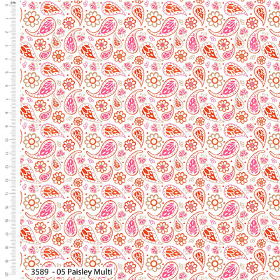Craft Cotton Company, Paisley Multi, Sunset Paisley Cotton Fabric