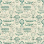 Airships Blueprint Steampunk Cotton Fabric | Time Travel | Blank Quilting
