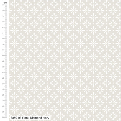 Low Volume Floral Diamond Ivory Cotton Fabric | The Craft Cotton Company