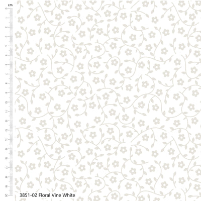 Low Volume White Floral Vine Cotton Fabric | The Craft Cotton Company