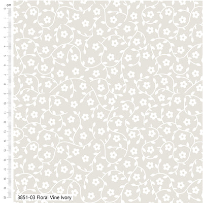 Low Volume Ivory Floral Vine Cotton Fabric | The Craft Cotton Company