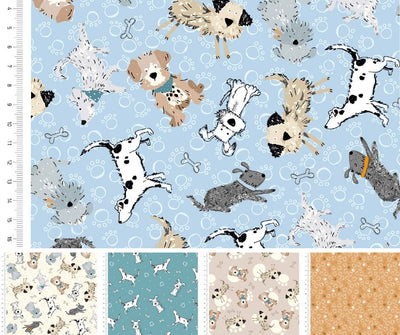 Craft Cotton Ruff and Tumble, Paw Prints Mustard Cotton Fabric