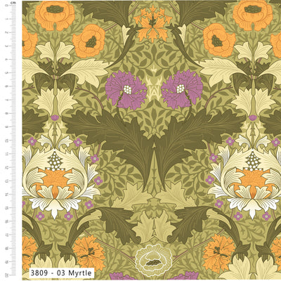William Morris, Olive Orchard Myrtle, Organic Cotton Fabric