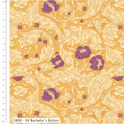 William Morris, Olive Orchard Bachelors Button, Organic Cotton Fabric