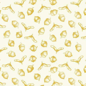 Acorns, Simply Gold, Metallic Cotton Fabric - Sunnyside Fabrics UK - acorns,autumn,gold acorns,gold metallic,gold metallic cotton fabric,gold patchwork fabric,leaves,low volume,sunflowers - alt - sunnysidefabricsuk.com