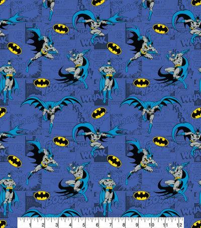 Batman On Comics Blue Cotton Fabric - Sunnyside Fabrics UK - batman, batman logo, Craft Cotton Co, DC Comics, disney, Marvel Comics - {{product.type}} - sunnysidefabricsuk.com
