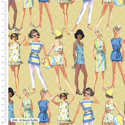Beach Outfits, Simplicity Vintage Cotton Fabric - Sunnyside Fabrics UK - cotton fabric,dressmaking,dressmaking fabric,simplicity fabric,simplicity patterns,vintage dress patterns,vintage simplicity - alt - sunnysidefabricsuk.com