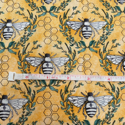 Beetanical, Floral Bee Yellow - Sunnyside Fabrics UK - bee hives, bees, create and craft, fabric editions, honeycomb - {{product.type}} - sunnysidefabricsuk.com